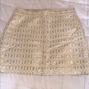 Cream and Silver Threaded Pencil Skirt - Petite 12